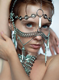 Marta Gromova in Body Jewelry - Blue Eyed Redhead from Russia